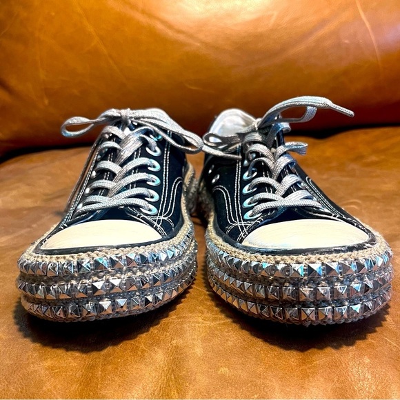 Studded Black 6.5 (runs big, I am an 8 and they fit) Converse Style Tennis Shoe - Picture 2 of 10
